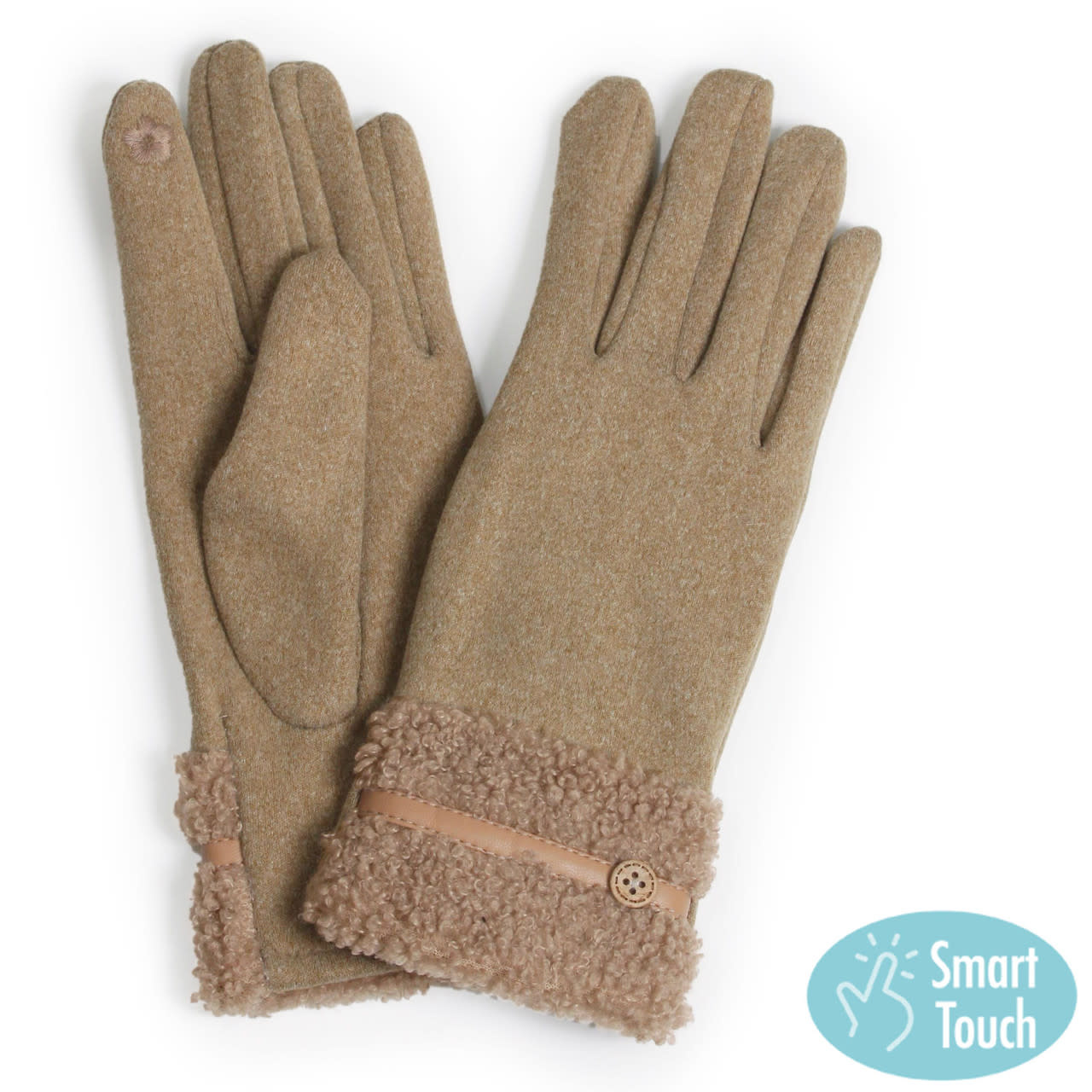 Lou & Co. Taupe Teddy Fur Cuff Gloves