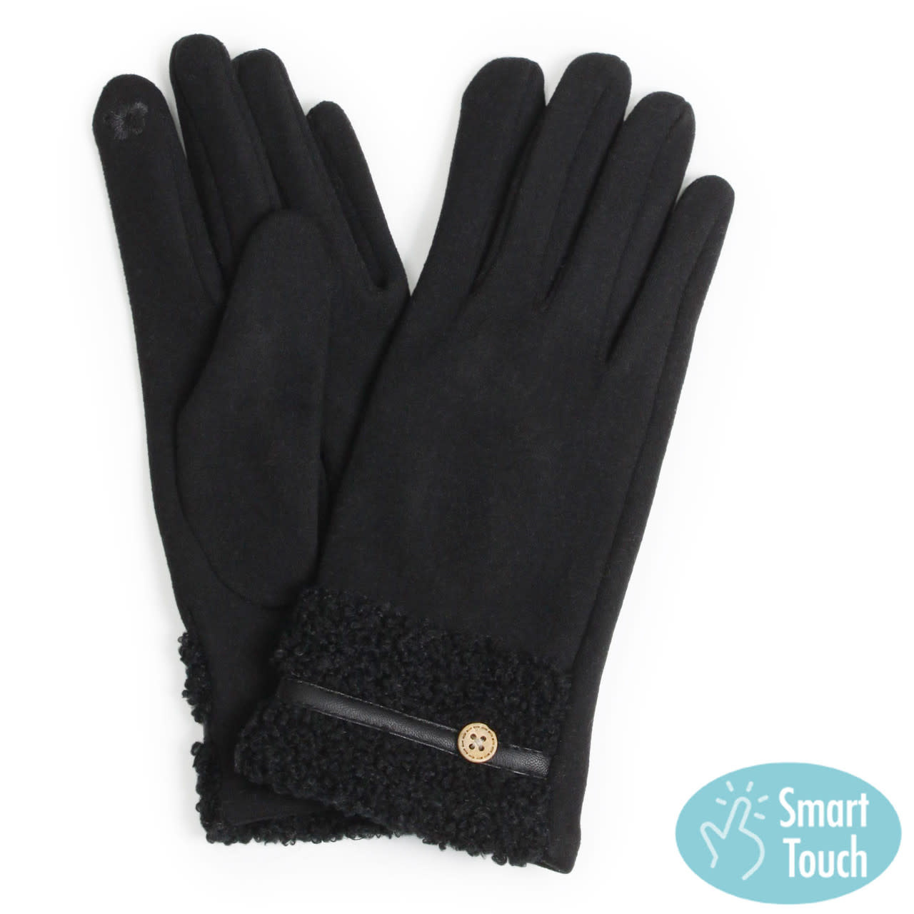Lou & Co. Black Teddy Fur Cuff Gloves