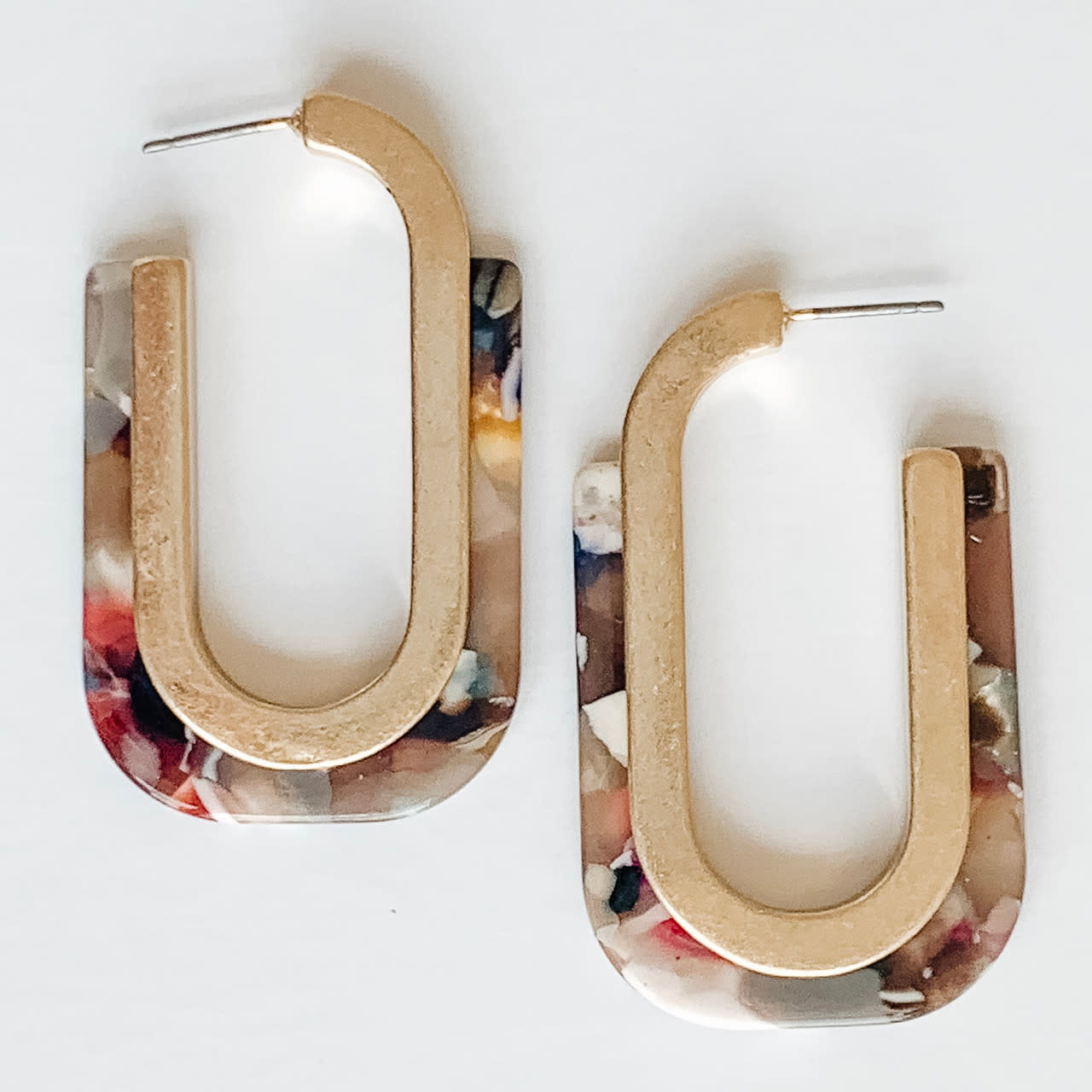 Lou & Co. Multi Gold and Acetate Hoop Earrings