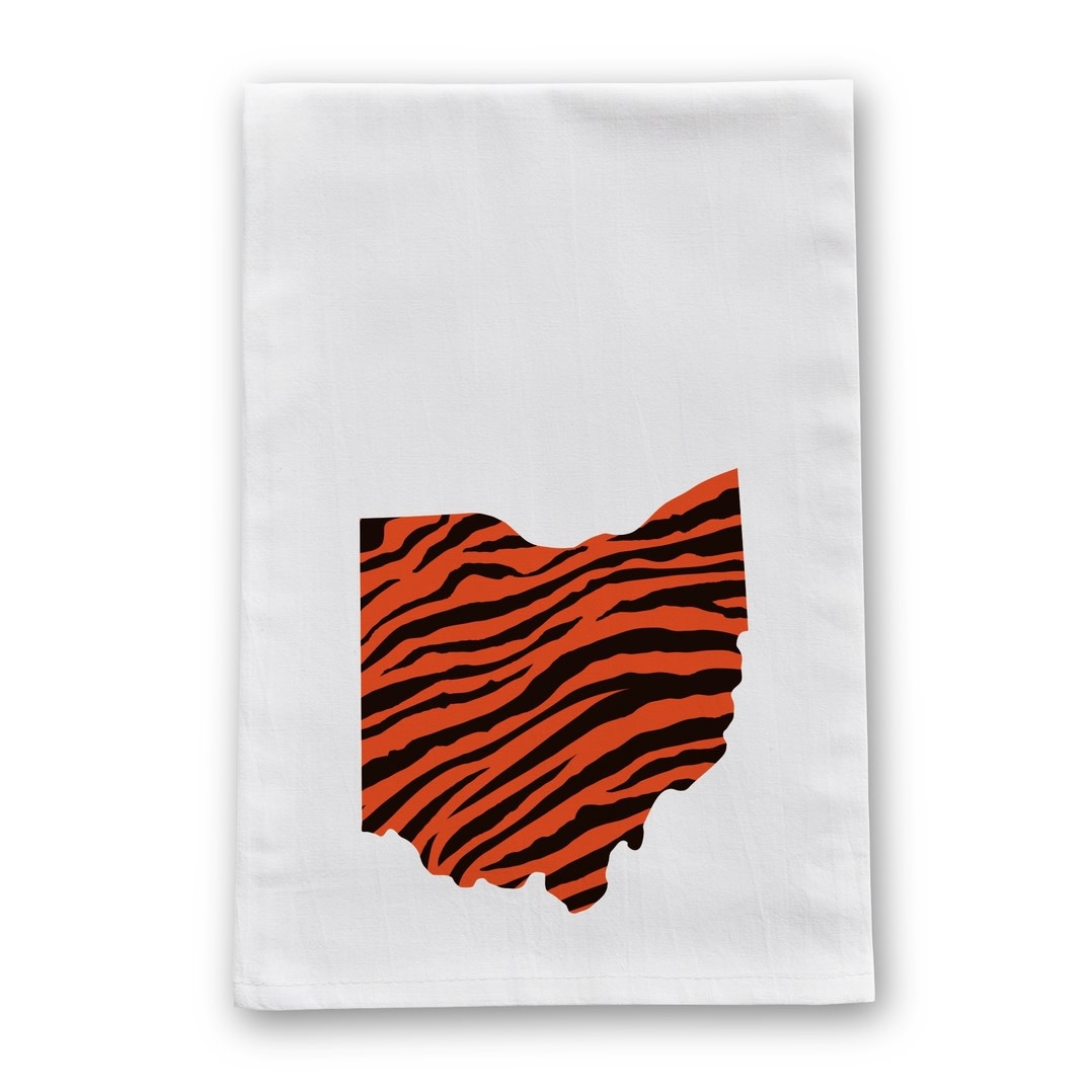 Barrel Down South Cincinnati Ohio Shape Bengal Stripe Tea Towel