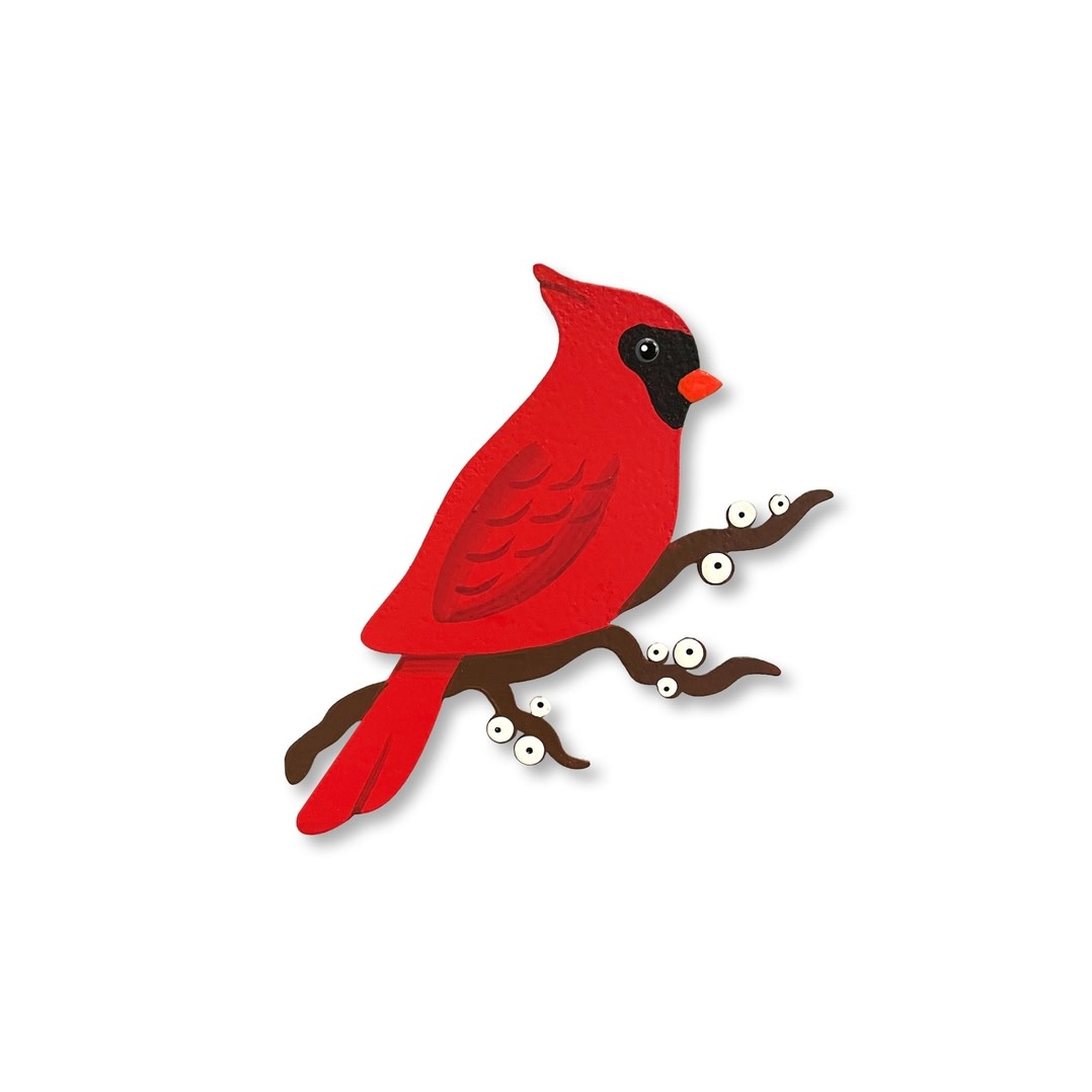 Roeda Studio Cardinal On Berry Branch Magnet