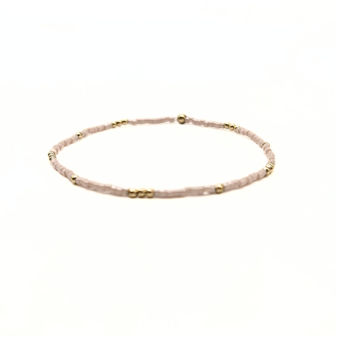 Erin Gray 2mm Newport Palest Pink + Gold Filled Waterproof Bracelet 7"