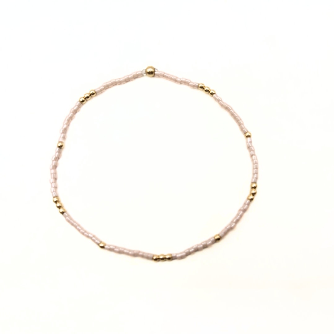Erin Gray 2mm Newport Palest Pink + Gold Filled Waterproof Bracelet 7"