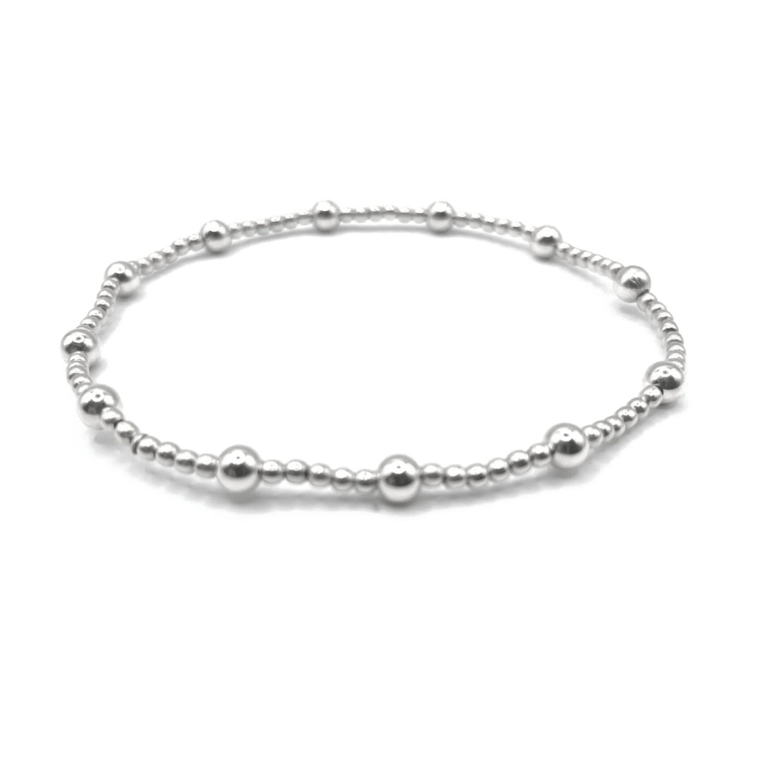 Erin Gray 2mm Sterling Silver Waterproof Karma Bracelet (with Twelve 4mm) 7"