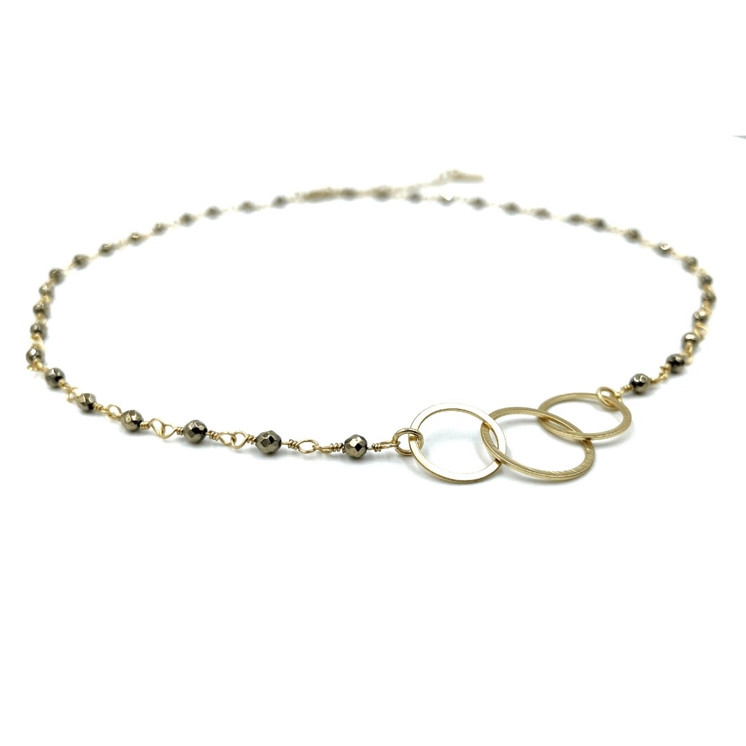 Erin Gray 3 Hoops On Pyrite Short Necklace