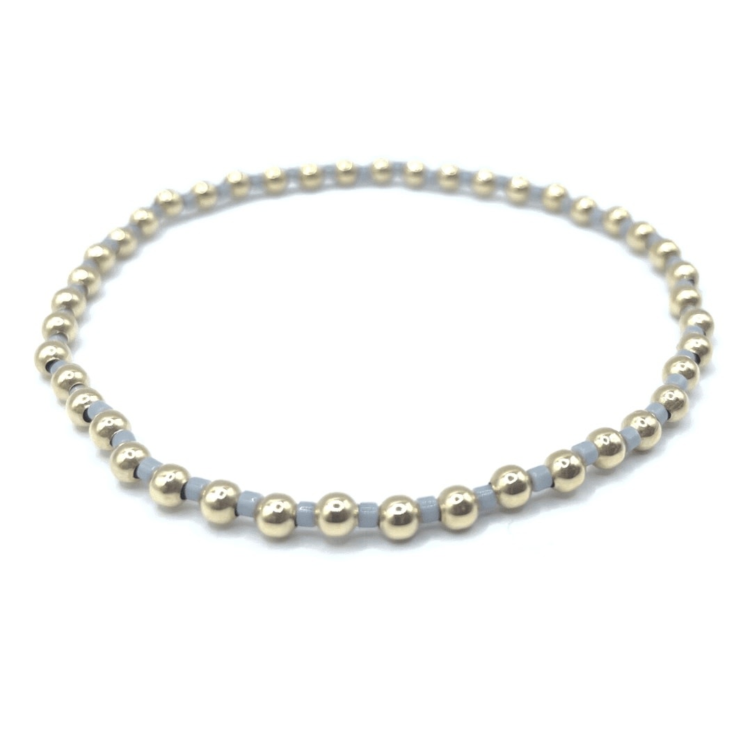Erin Gray 3mm Color Crush Newport Gray Blue & Gold Waterproof Bracelet 7"