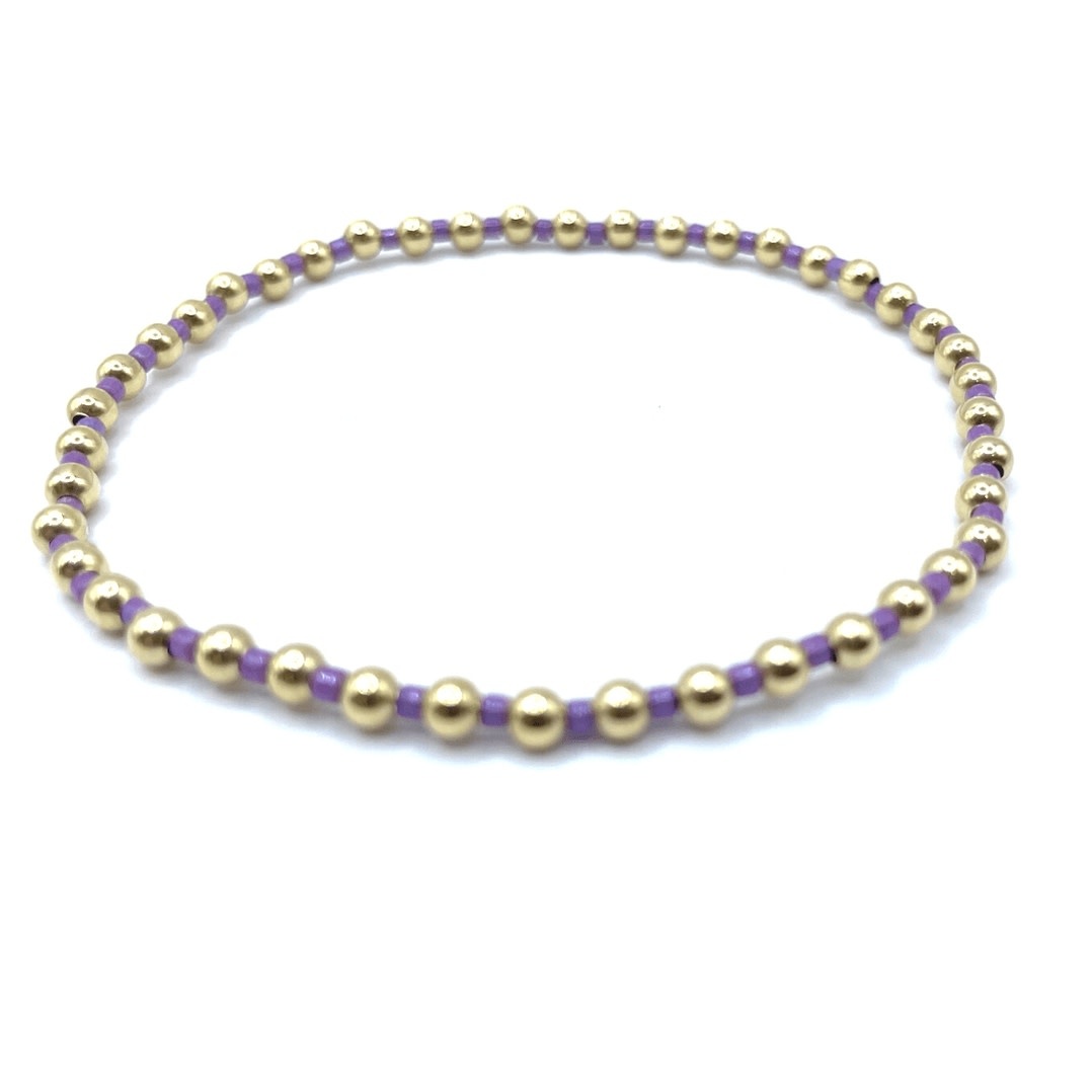 Erin Gray 3mm Color Crush Newport Light Purple & Gold Waterproof Bracelet 7"