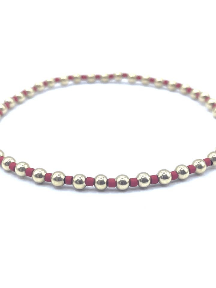 Erin Gray 3mm Color Crush Newport Red & Gold Waterproof Bracelet 6.5"