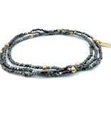 Erin Gray Boho Bracelet Stack in Black Hematite + Gold Filled