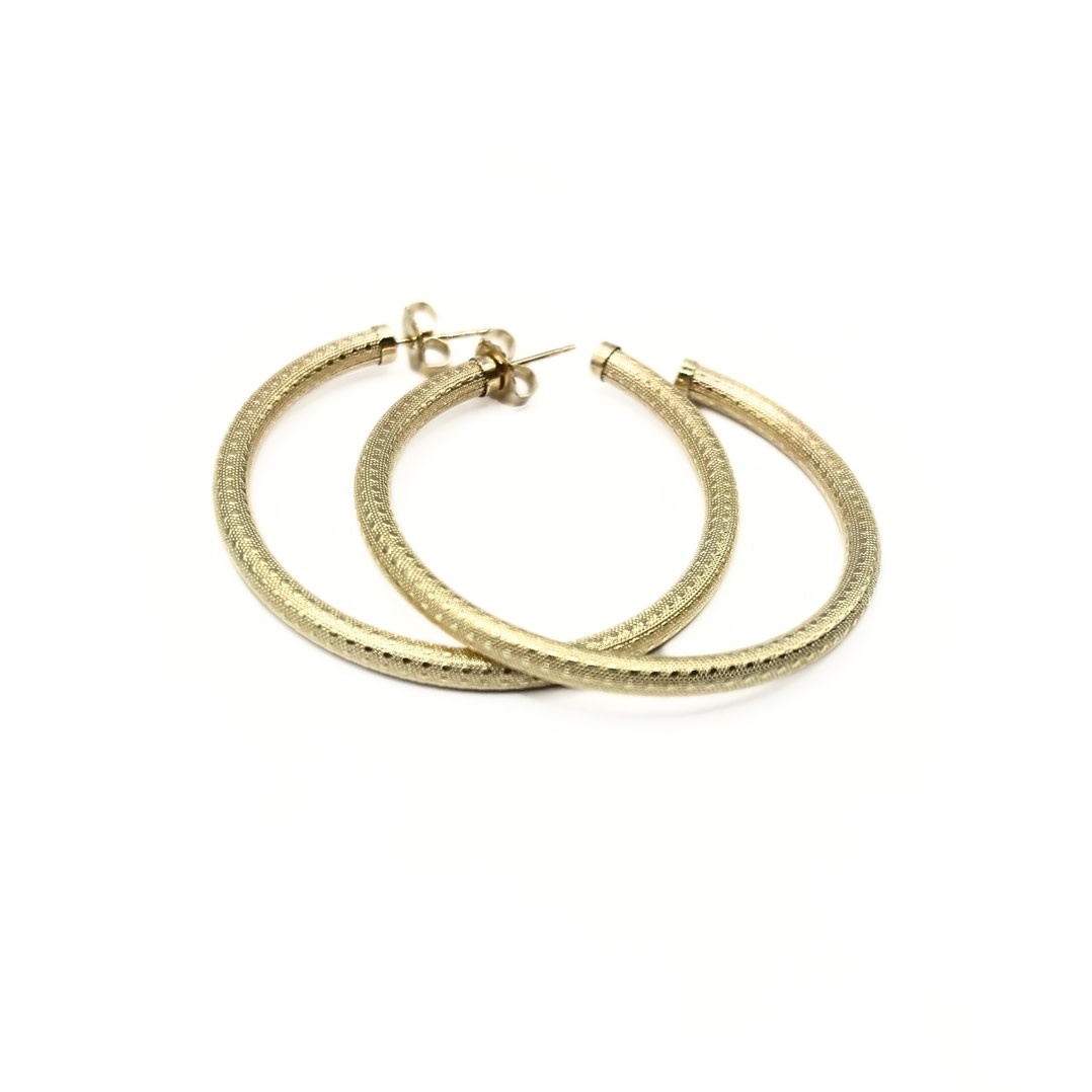 Erin Gray 42mm Bali 14k Gold-Filled Patterned Post Hoops