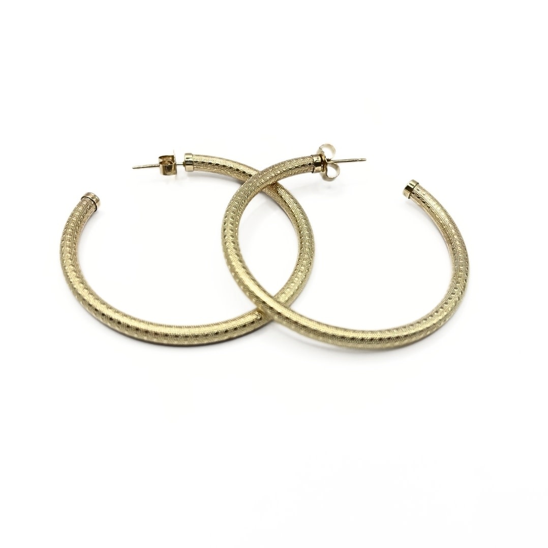 Erin Gray 34mm Bali 14k Gold-Filled Patterned Post Hoops