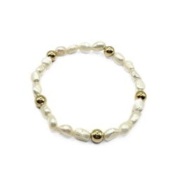 Erin Gray Baroque Patterned Pearl Bracelet with 6mm 14k Gold-Filled Beads 7"