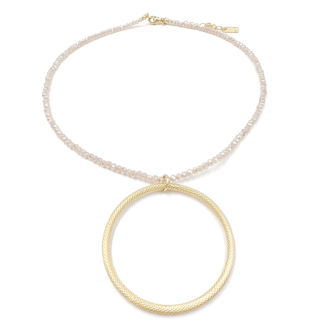 Erin Gray Circle of Love On Palest Pink Crystal Necklace