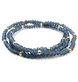 Erin Gray Og Classic Bracelet Stack in Matte Blue + Gold Filled