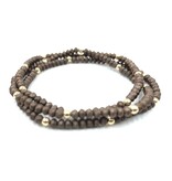 Erin Gray Og Classic Bracelet Stack in Matte Brown + Gold Filled