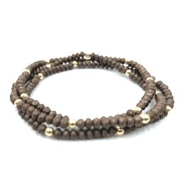 Erin Gray Og Classic Bracelet Stack in Matte Brown + Gold Filled