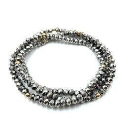 Erin Gray Og Shimmer Bracelet Stack in Metallic Gray + Gold Filled