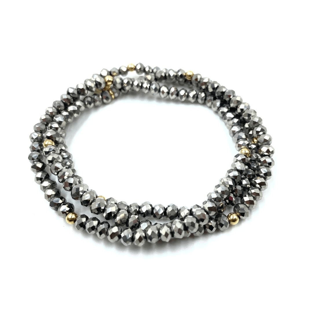 Erin Gray Og Shimmer Bracelet Stack in Metallic Gray + Gold Filled