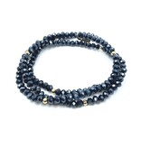 Erin Gray Og Shimmer Bracelet Stack in Metallic Navy + Gold Filled