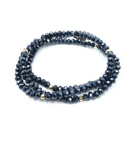 Erin Gray Og Shimmer Bracelet Stack in Metallic Navy + Gold Filled