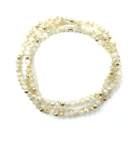 Erin Gray Og Shimmer Bracelet Stack in Winter White + Gold Filled