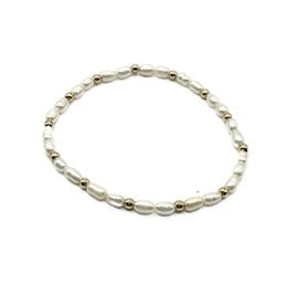 Erin Gray Petite Patterned Rice Pearl Bracelet with 3mm 14k Gold-Filled Beads 6.5"