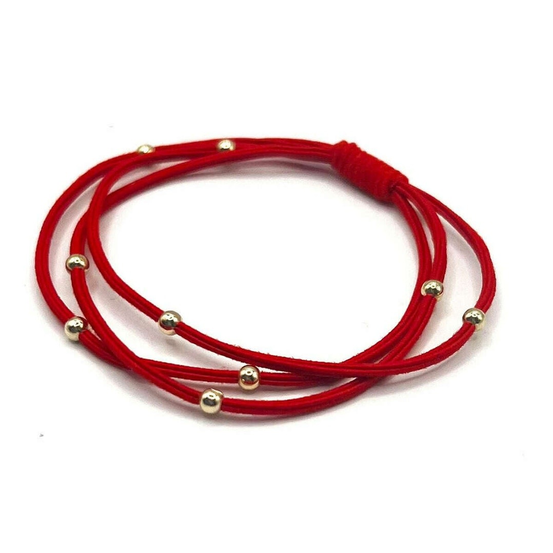 Erin Gray Single Water Pony 3mm Gold Waterproof Hair Band in Red