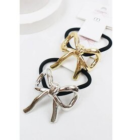 FLEURISH Metal Bow Ponytail Holder (choice of silver or gold)