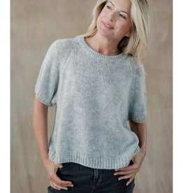 Cobblestone Living Heather Grey Short Sleeve Carmen Knit Pullover Sweater