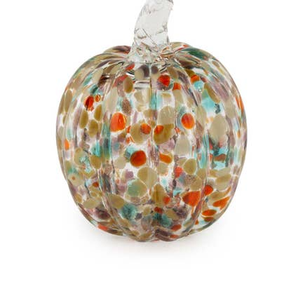 FLEURISH 3" GLASS CONFETTI AUTUMN PUMPKIN HOME ACCENT