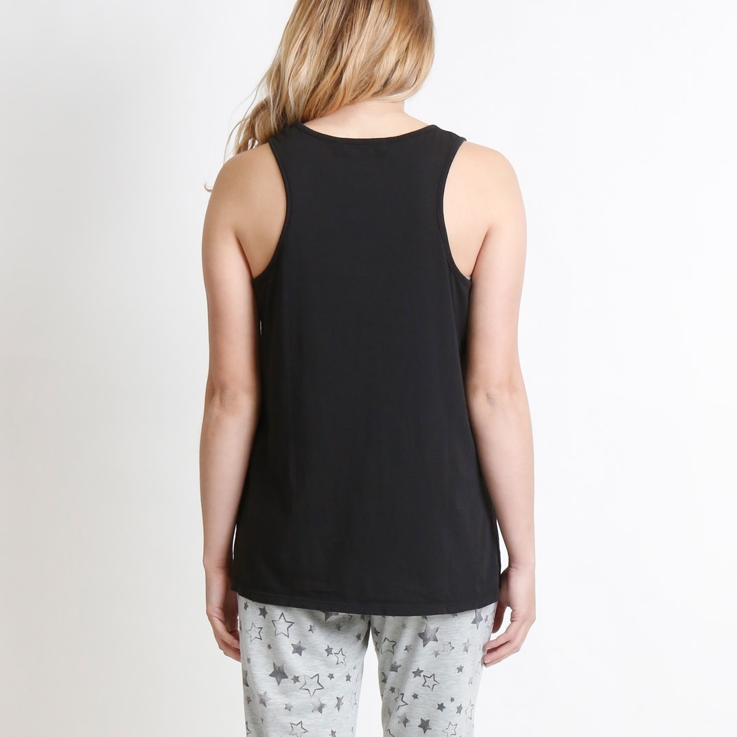 Black Cotton Jersey Twist Tank