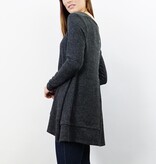 Charcoal Cozy Long Sleeve Pleat Button Back