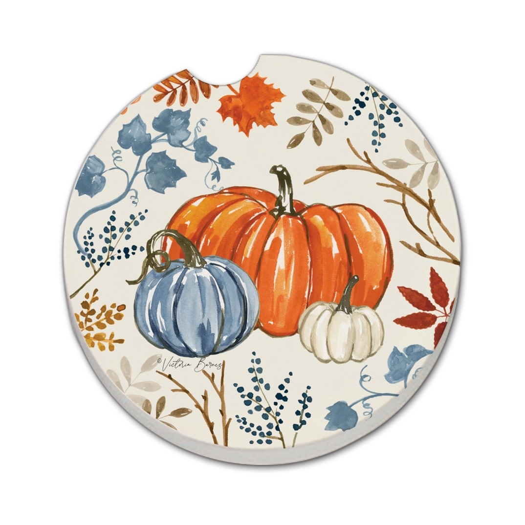CounterArt and Highland Home Autumn Pumpkins Stone Car Coaster