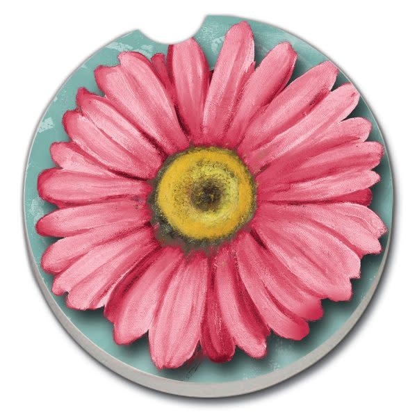 CounterArt and Highland Home Blooming Daisy Absorbent Stone Car Coaster