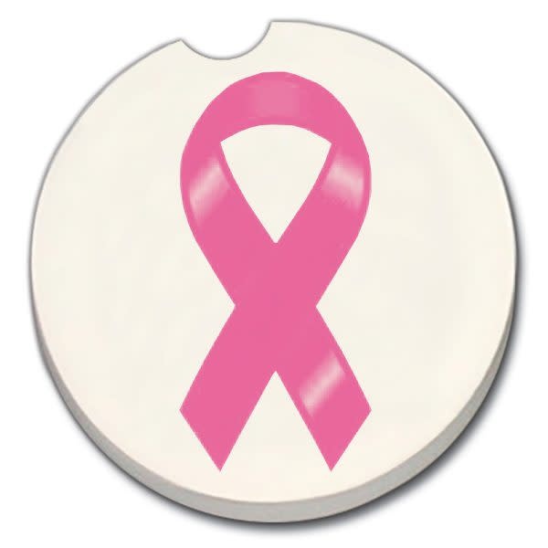 CounterArt and Highland Home Breast Cancer Ribbon Stone Car Coaster