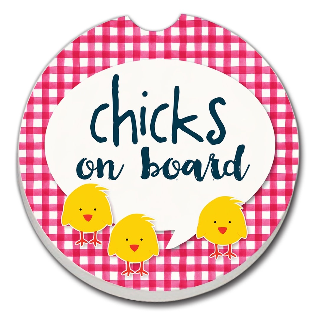 CounterArt and Highland Home Chicks On Board Stone Car Coaster