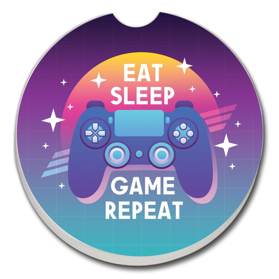 CounterArt and Highland Home Eat Sleep Game Stone Car Coaster
