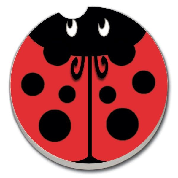 CounterArt and Highland Home Ladybug Absorbent Stone Car Coaster
