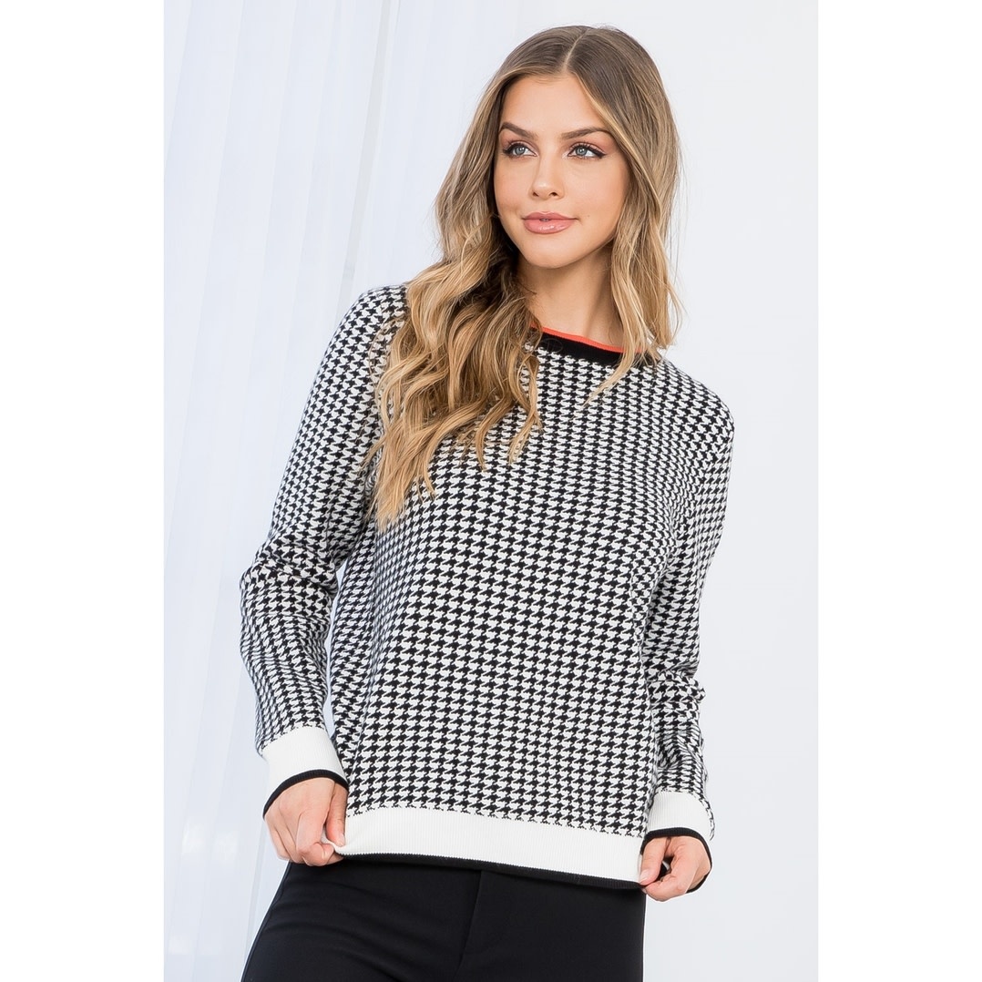THML Black Houndstooth Knit Sweater