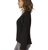 Democracy Black LS Scoop Neck Mixed Media Knit Top