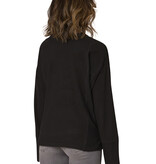 Democracy Black LS Scoop Neck Mixed Media Knit Top