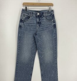 Democracy Light Blue Artisanal 27/16” “AB” Solution High Rise Round up Boyfriend W/ Rhinestones