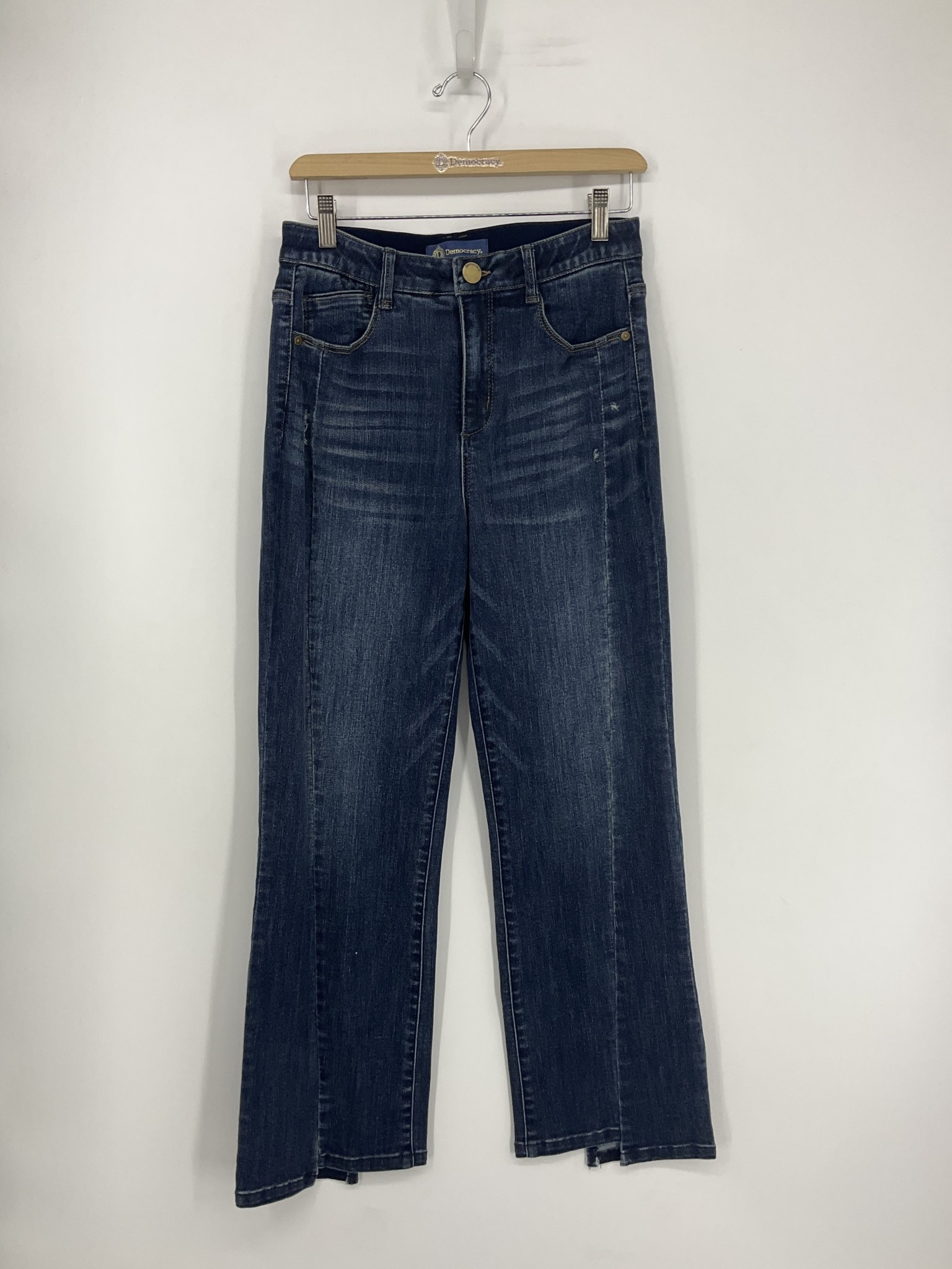 Democracy Indigo Artisinal 28/17” "AB” Solution Skyrise Barely Boot W/ Clean Finish Step Hem