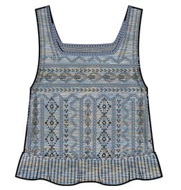 Democracy Light Blue Multi  Sleeveless Space Dye Flounce Hem Sweater