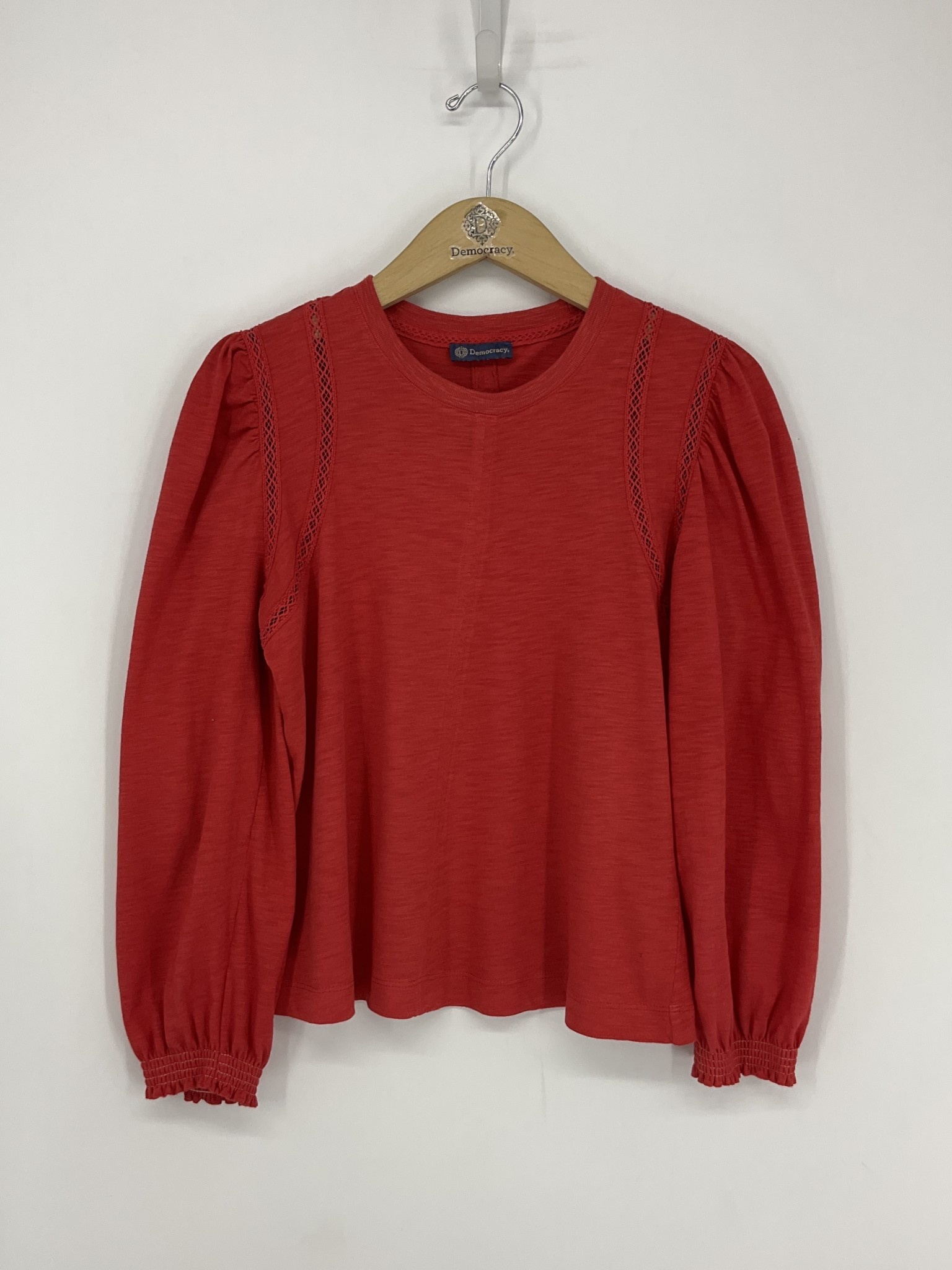 Democracy Poppy Red LS Crew Neck Knit Top