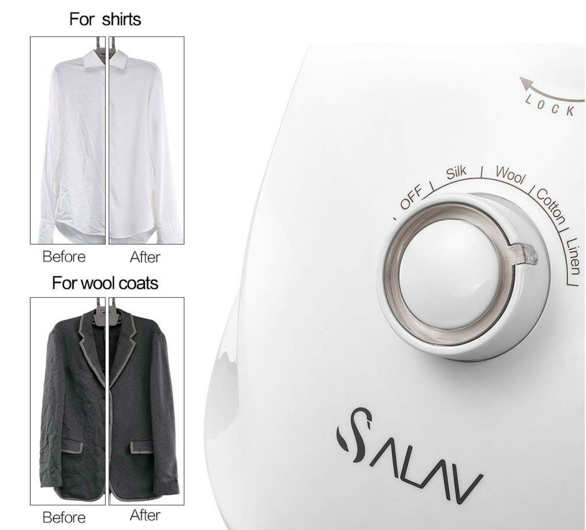 Salav-True & Tidy Garment Steamer w/ Stainless Steel Nozzle & 4 Steam Settings