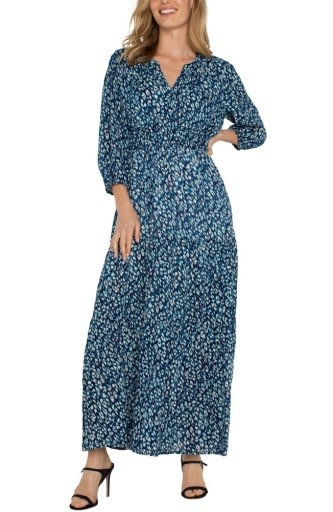 Liverpool Los Angeles 3/4 sleeve tiered woven maxi dress