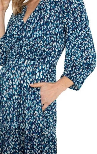 Liverpool Los Angeles 3/4 sleeve tiered woven maxi dress
