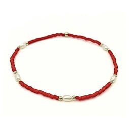 Erin Gray Game Day - Pearl, Red & Gold-Filled Waterproof Bracelets