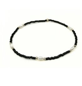 Erin Gray Game Day - Pearl, Black & Gold-Filled Waterproof Bracelets